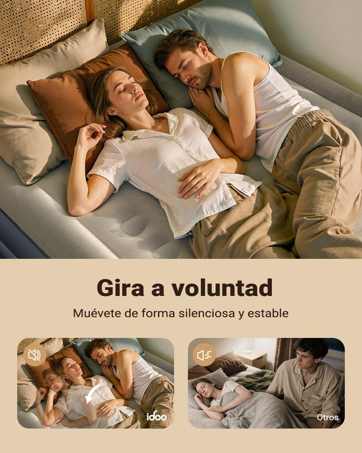 iDOO Colchón Hinchable 152x203x46cm Bomba Integrada Máximo 295kg Cama Matrimonial