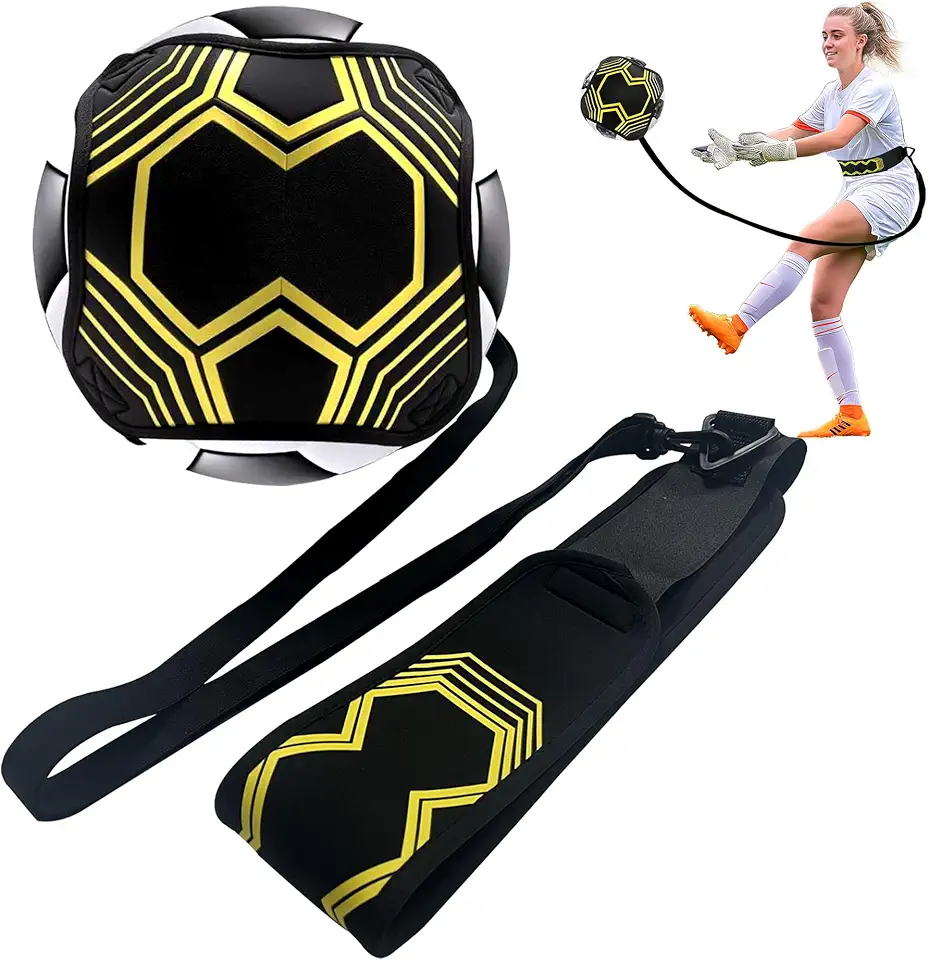 Soccer Trainer Soccer Kick Back Trainer Equipment for Kids & Adults, Adjust Waist Belt for Football Juggling Training Aid, Hands Free Practice for Ball Size 3/4/5 Skill Improvement