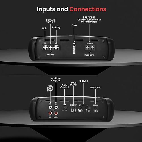 Miniatura 3 de Pyle Amplificador Mosfet clase AB de 9 pulgadas, amplificador monobloque serie invencible, 1 canal 2000 vatios máximo, fuente de alimentación Mosfet
