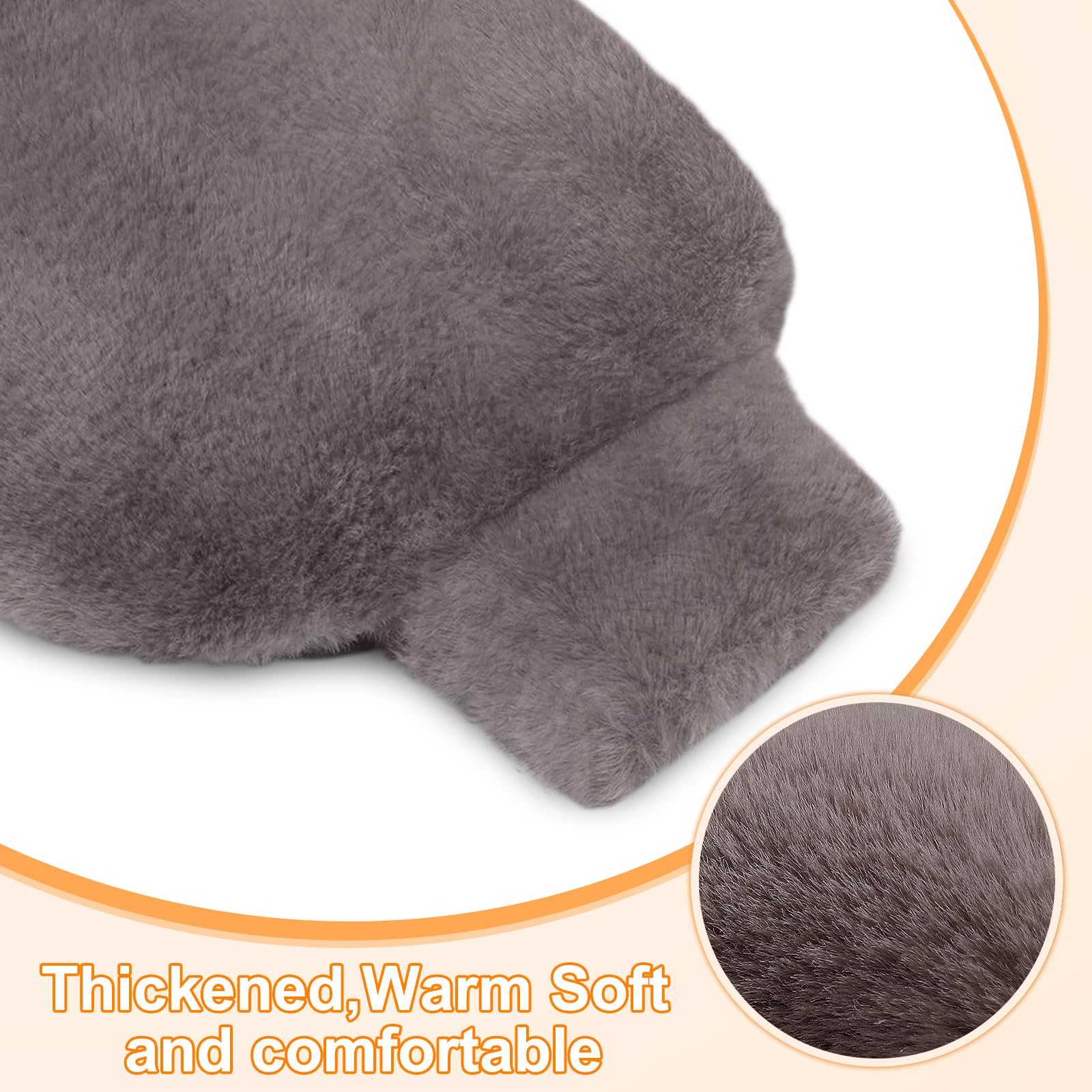 Chauffe Pied avec Housses en Peluche, LIFOCI Chausson Bouillotte Pied Adulte 2 in 1, Chaufferette Pieds Reutilisable 2L, Optimisé Espace Tout-en-un 32x27cm, Super Moelleux et Chaleur (Marron)