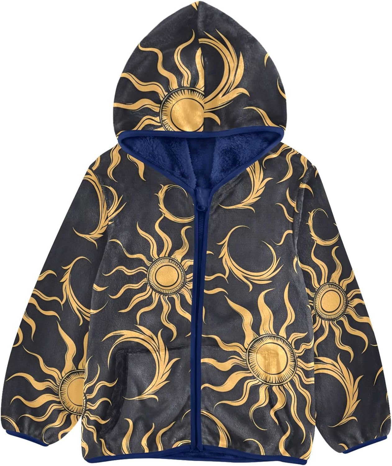Art Sun Moon Gold Black Toddler Winter Jackets Outerwear Jackets Navy Blue Baby Boy Clothes