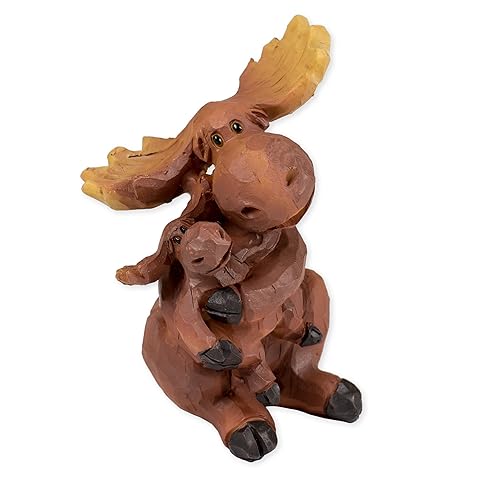 Mama Moose Hugging Baby 4 x 3 x 2 Inch