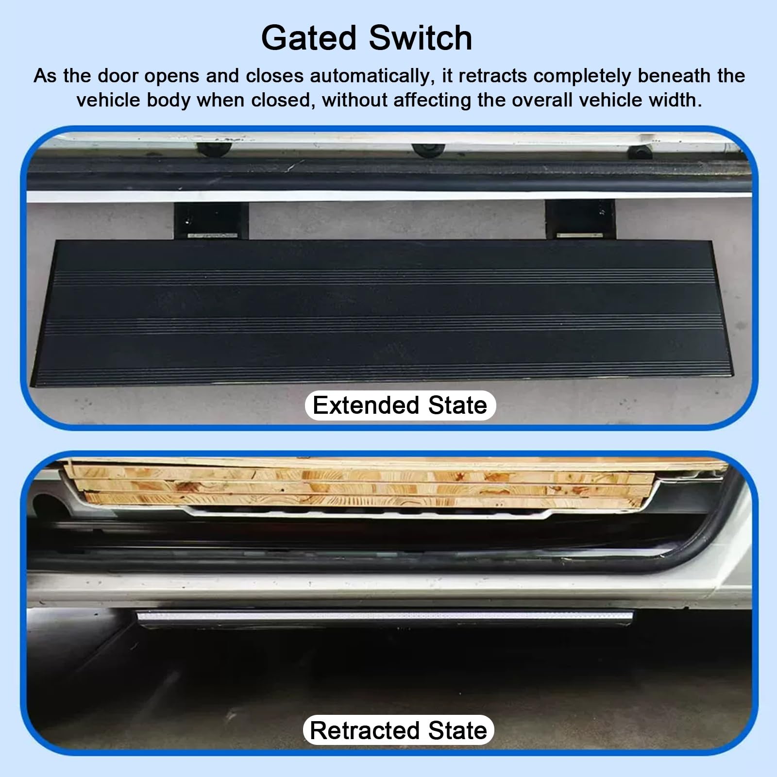 Escalon para Caravanas, Escalón Plegable Eléctricos, con Interruptor de Seguridad, Antideslizantes, de Aleación de Aluminio, Soportan hasta 200 kg