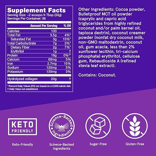 Miniatura 8 de Bulletproof Polvo de péptidos de colágeno de vainilla con aceite MCT, 14.3 onzas, proteína de colágeno alimentada con pasto para soporte de piel,