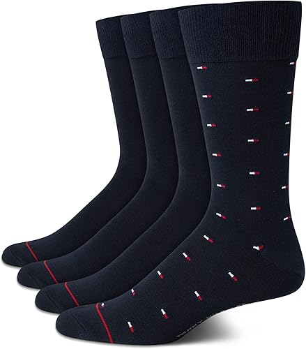 Tommy Hilfiger Calcetines de vestir para hombre, calcetines ligeros y cómodos (paquete de 4)