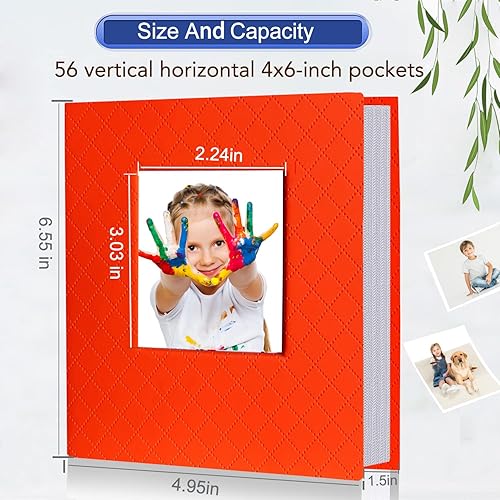 Miniatura 2 de Álbum de fotos pequeño portátil de 4 x 6 pulgadas, cada 28 páginas transparentes con capacidad para 56 imágenes, mini álbumes de piel sintética de