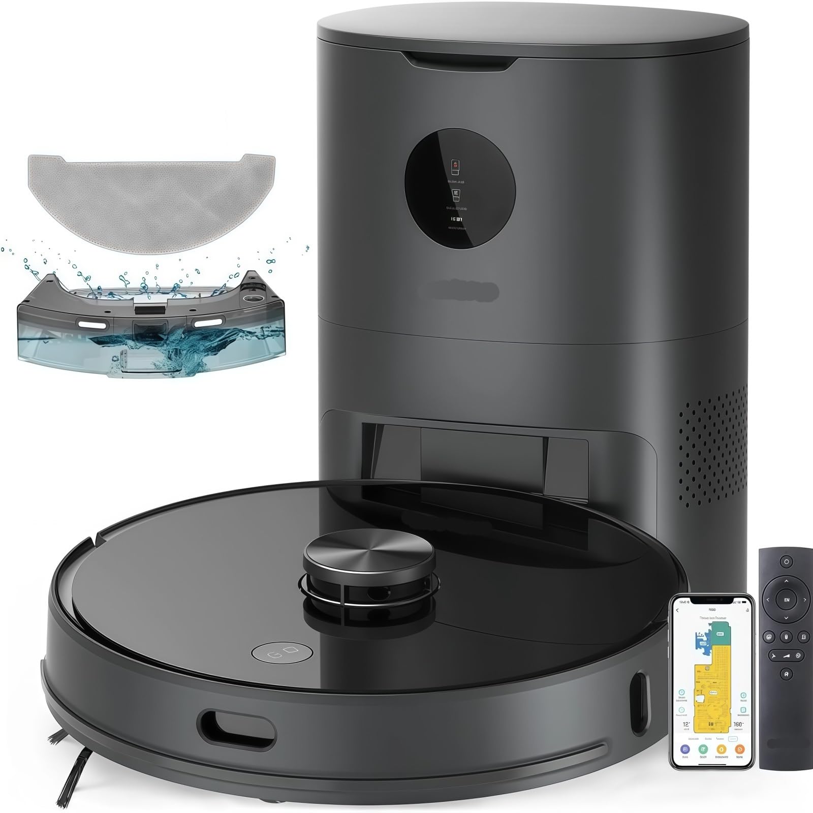 1 set di sacchetto di polvere robotico auto-svuotante e spazzola principale, compatibile con AIRROBO T10. Sostituzione spazzola laterale aspirapolvere Accessorio filtro ad alta efficienza(White)