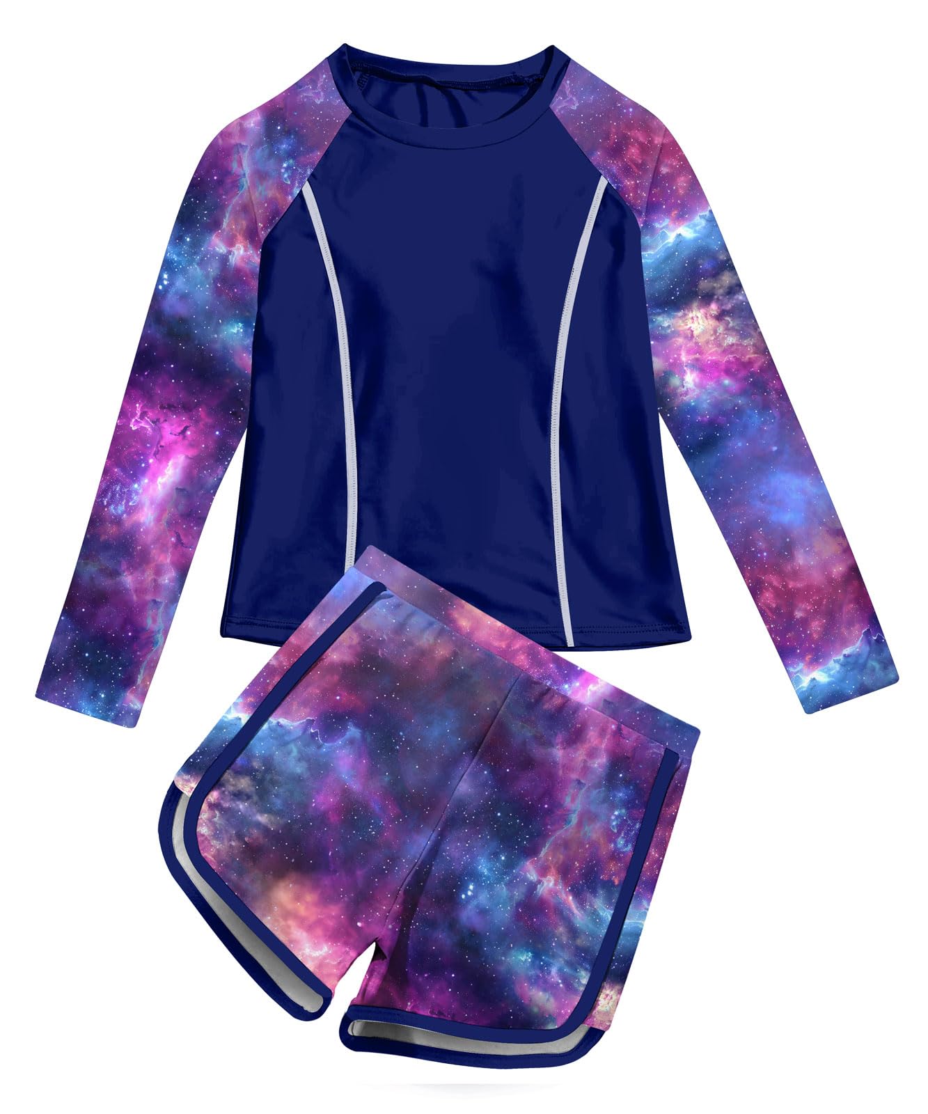 Vogseek Girls Rash Guard Swimsuits 2 Piece Bathing Suit UPF 50+ Summer Swimwear Size 7-12T