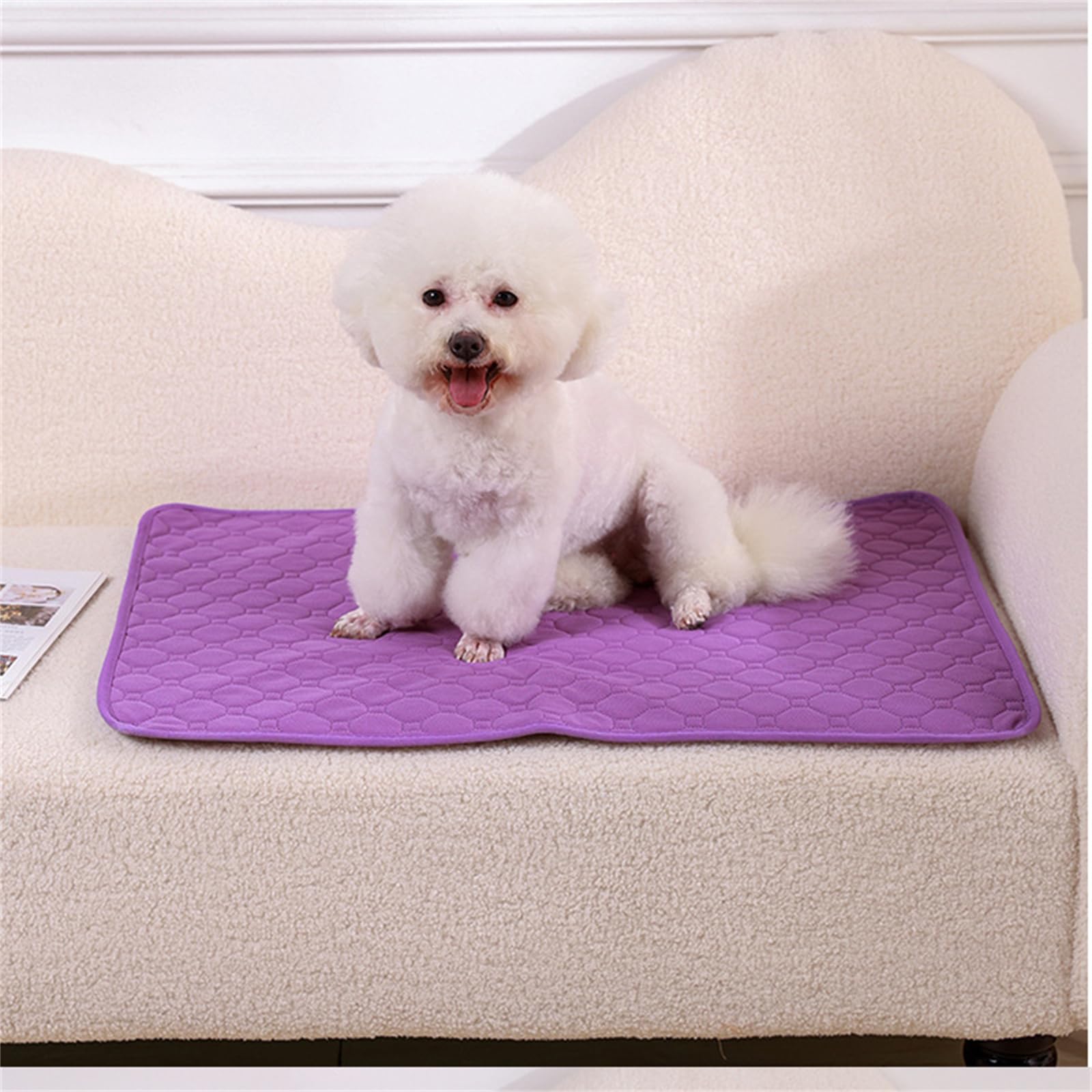 Lukery 2 Pack Washable Pee Pads for Dogs, Waterproof Reusable Dog Pee Pads Non-Slip Soft Pet Diaper Pads Fast Drying Puppy Training Pads for Home,Travel, Car (S(50 * 35cm),Purple)