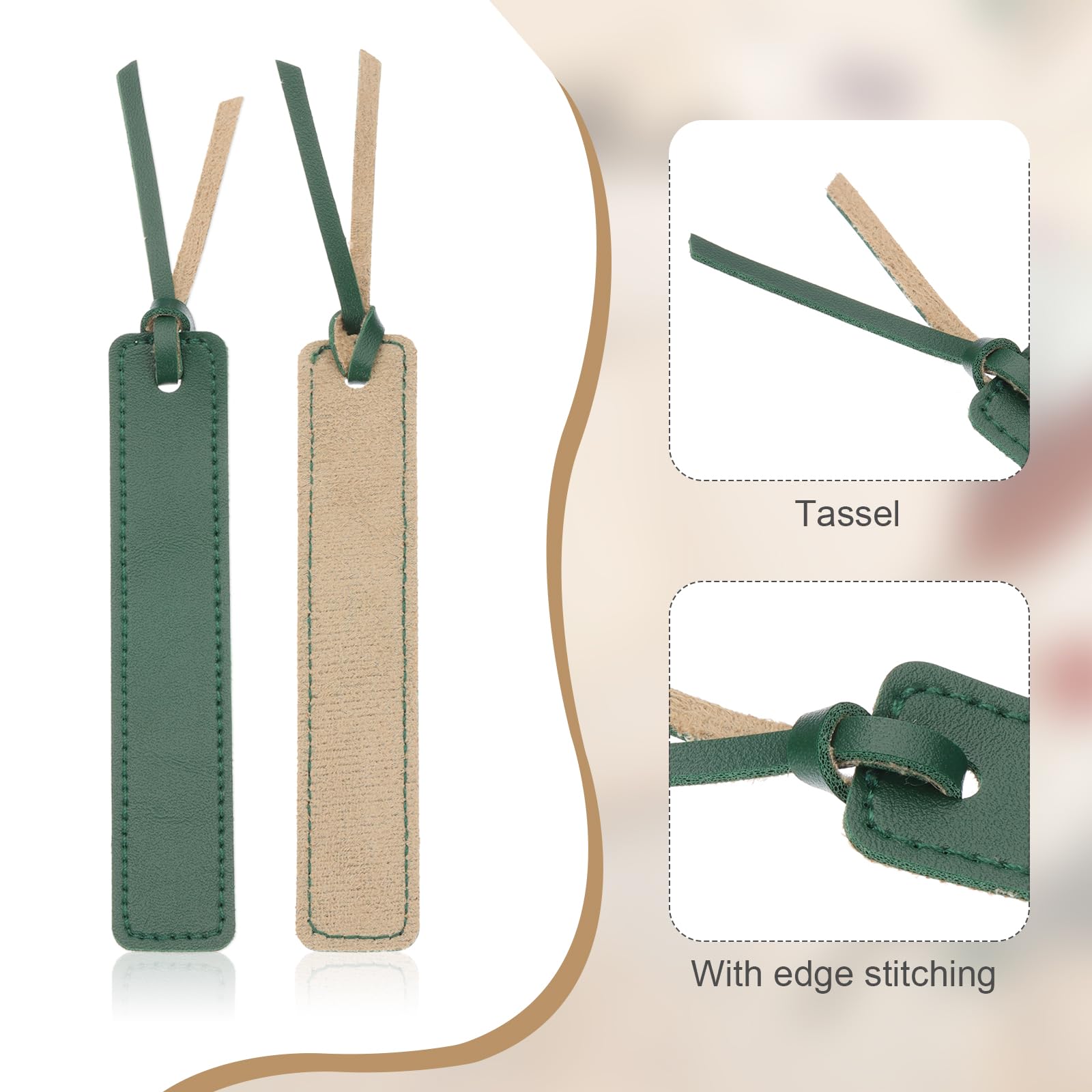 PATIKIL Leather Bookmarks, 10Pcs Rectangle Book Marks Page Markers for Book Reading Men Women Teacher Reader Book Lover Writers, Green - Image 3