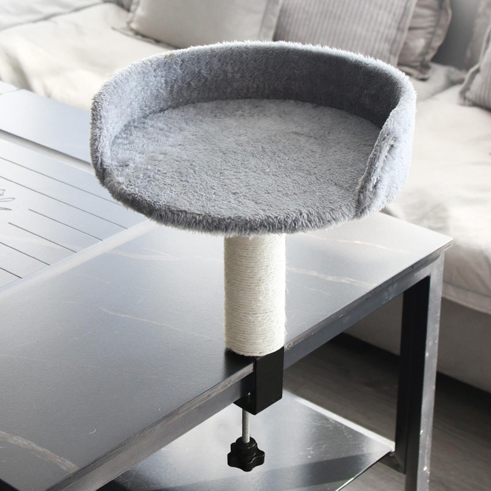 Cash De Chat De Bureau Amovible - Panier Suspendu Confortable Et Doux Pour Chats - Amovible Et Lavable - Support Stable Facile À Installer Sur Bureau, Table ou Fenêtre - Zone De Repos Sicu