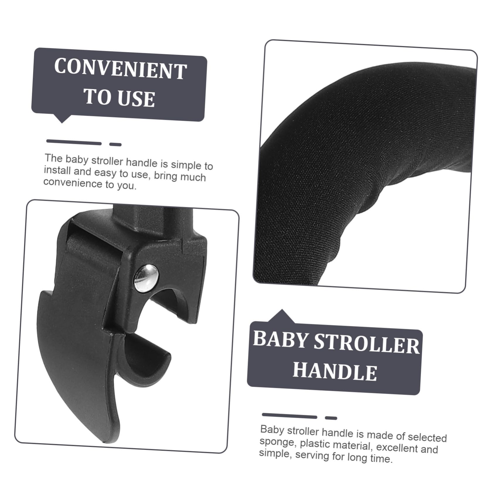 BESTonZON Maniglia di Regolabile per Passeggino Plastico Nero in e Casuale Spugna Montaggio Semplice e Uso Comodo per Vari Modelli Stile