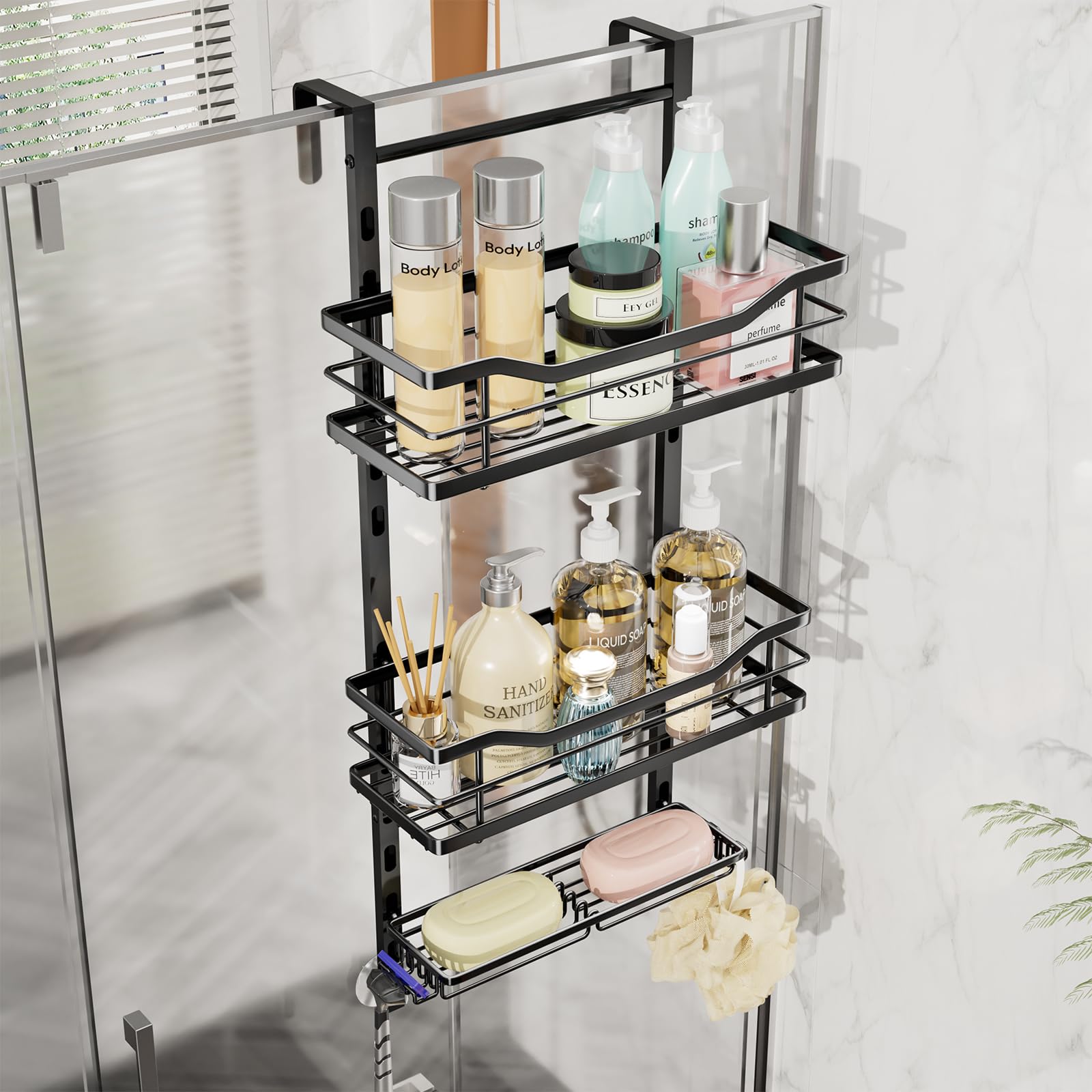 SWTYMIKI Over the Door Shower Caddy, 3 Tier Adjustable