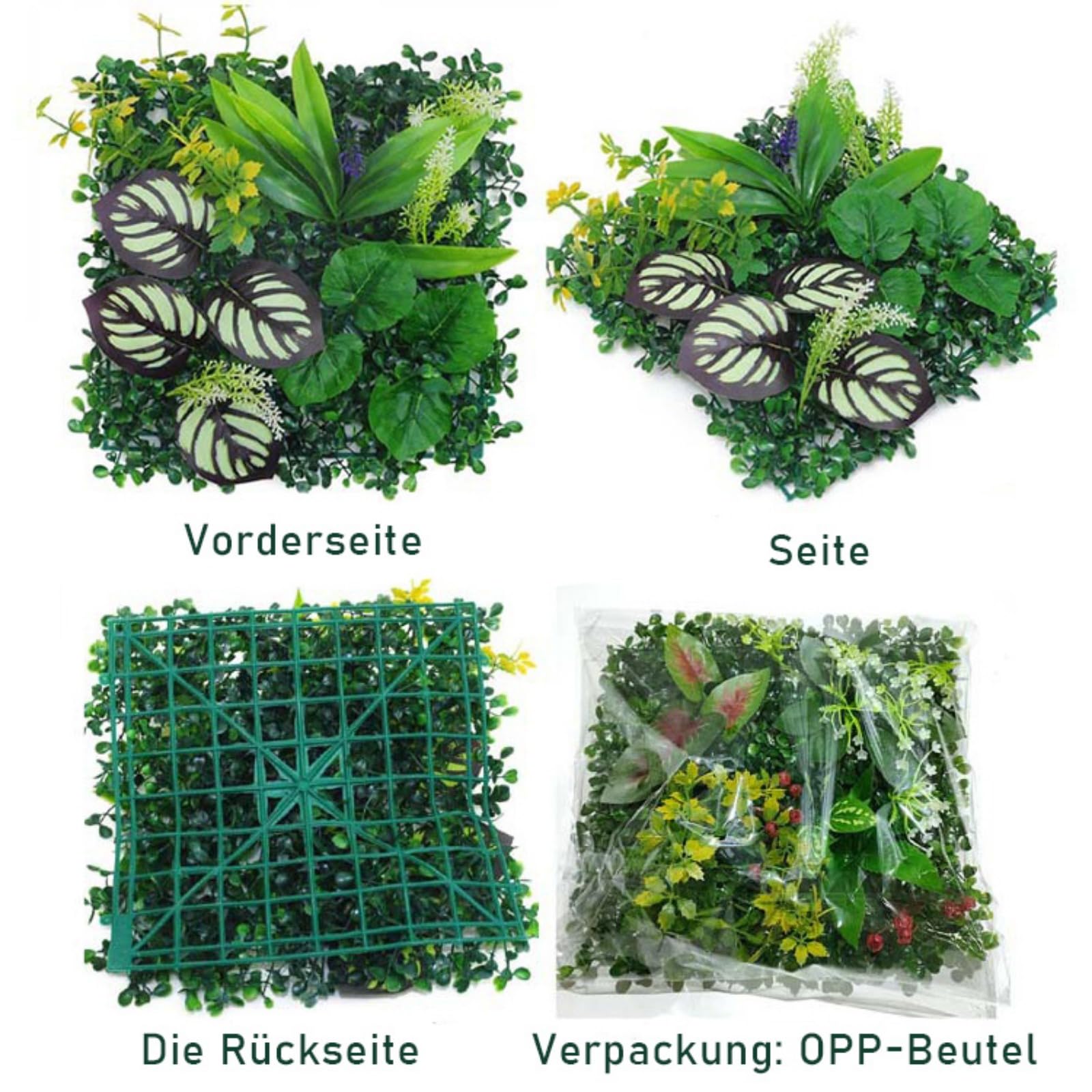 Kit Décoration Mur Végétal 25x25cm - Anti-UV Plantes Artificielles Vertes - Pelouse Synthétique Pour Intérieur/Extérieur | Leroy Merlin