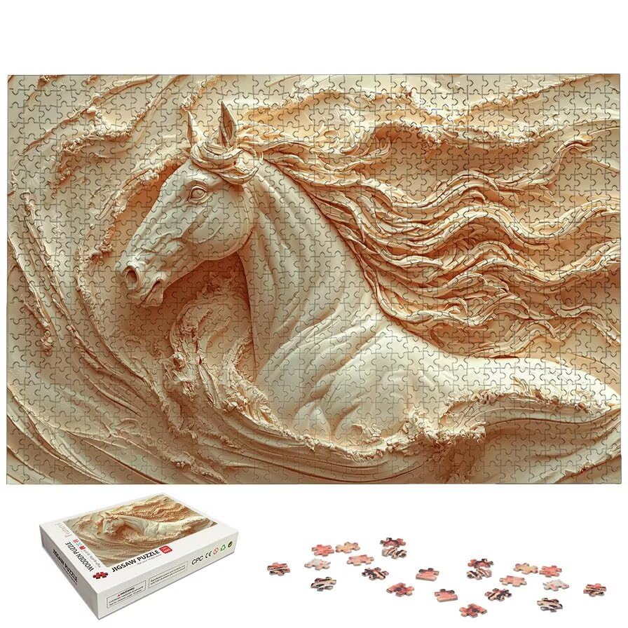 Puzzle 1500 Piezas, Puzzle Caballo con Caja Regalo, Animal Puzzles 1500 Piezas Adultos, Medidas: 87 x 57 cm, Rompecabezas Adultos de Madera, Rompecabezas para Decoración Hogar, Regalo Mujer, -6218