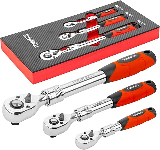 Tommars extendable ratchet wrench set, 1/4" 3/8" 1/2&qu…