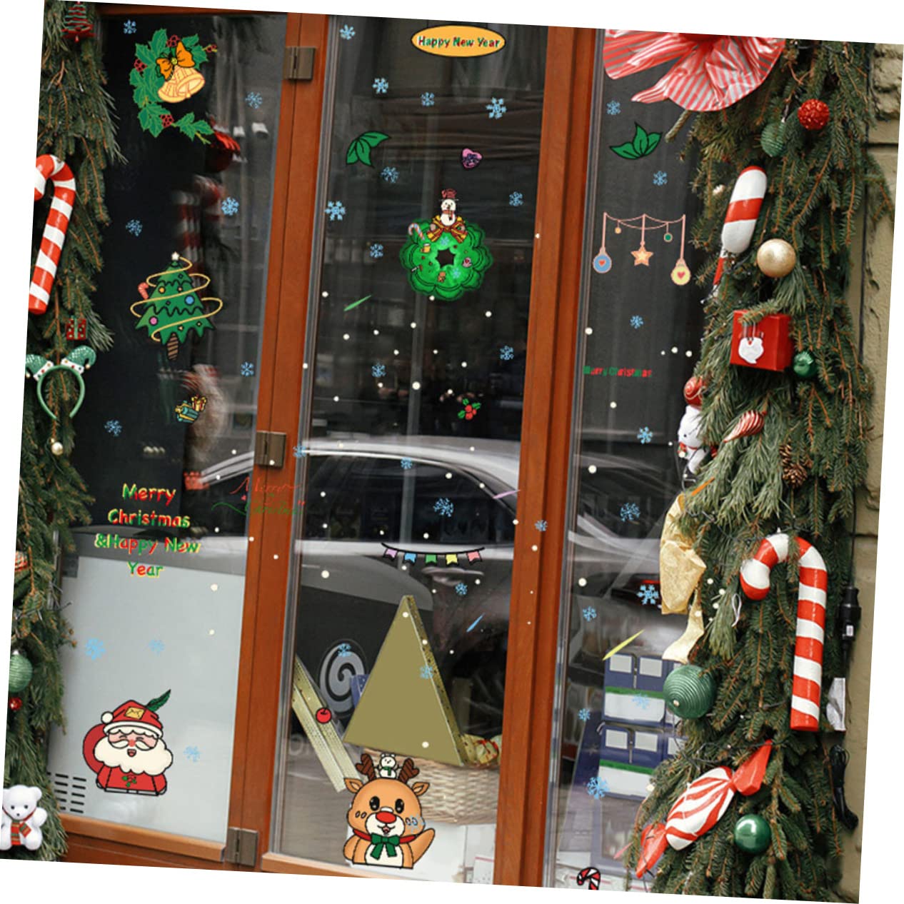 OSALADI 24pezzi Vetrofanie Natalizie Adesivi Murali Cartoon Per Decorazioni Festive Su Finestre e Vetrine Impermeabili e Rimovibili Per Natale e Casa