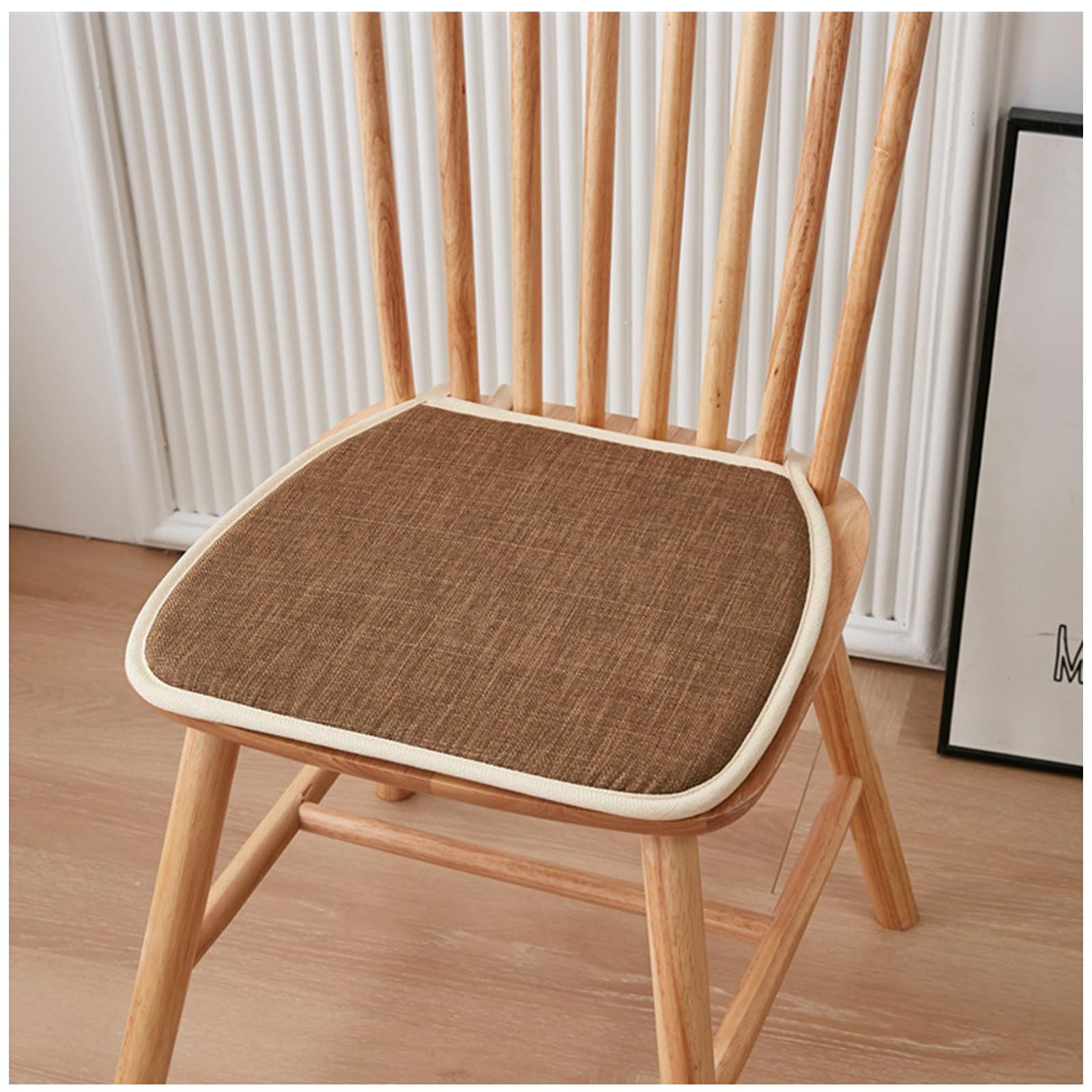 NZPOST Cuscini per Sedia in Cotone e Lino con Lacci, Comodi Cuscini per Cucina e Giardino, 42x40 cm, 2 Pezzi, Indo