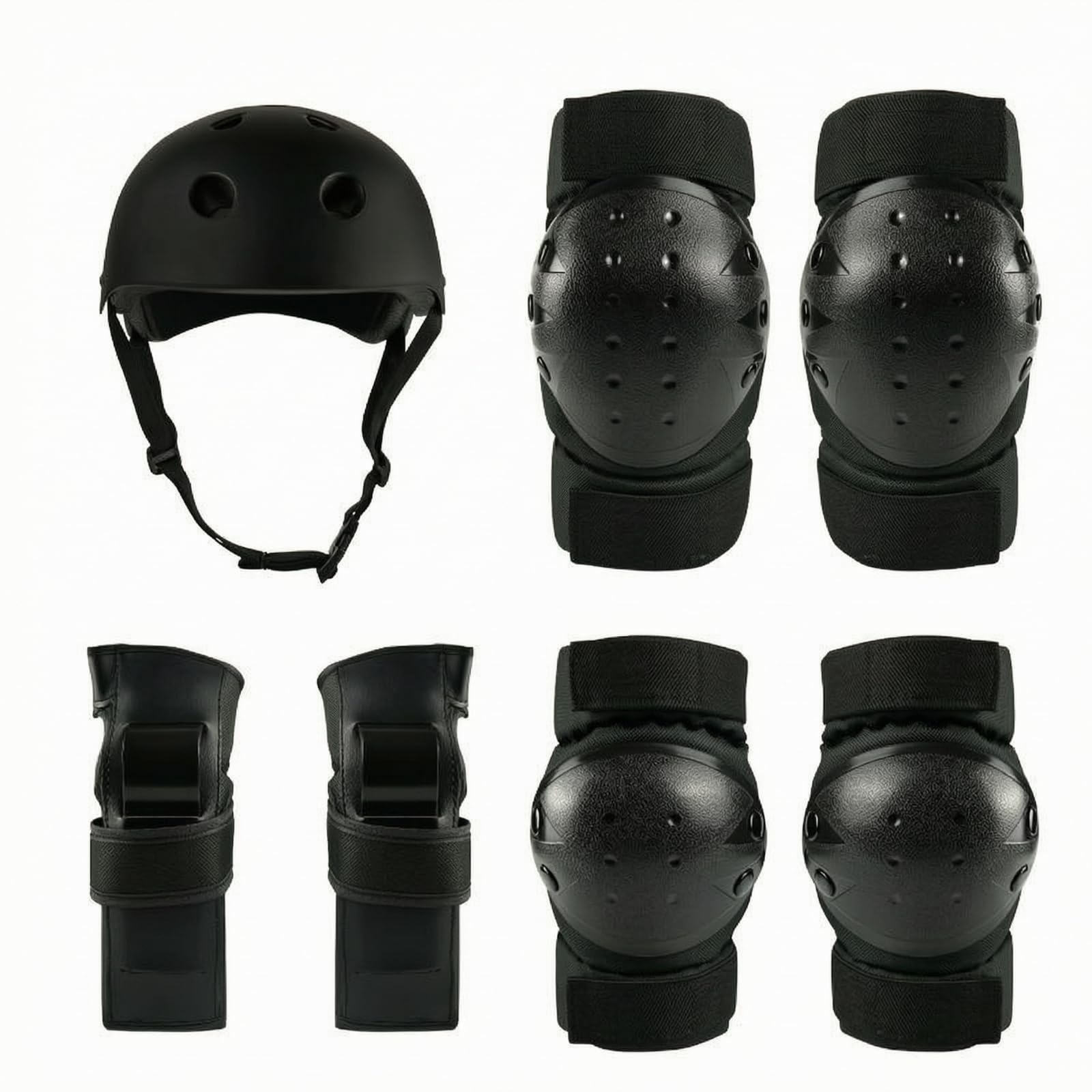 7 Pièces S Protection Roller | Coque Extérieure Rigide, Ensemble Casque, Genillères, Cdières Protège-Poigns, Dblure Intérieure Amortissante, Noir, S