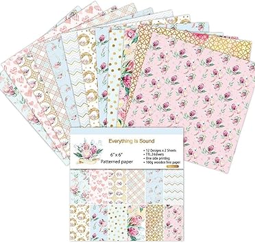 Amazon Co Jp 24枚 ペーパー ブック Diy手作り 背景紙 包装紙 工芸紙 アートペーパー 単面印刷 絵葉書 花柄 簡単実用な便箋冊 包装 フォトアルバム スクラップ ブッキング 6インチ 文房具 オフィス用品