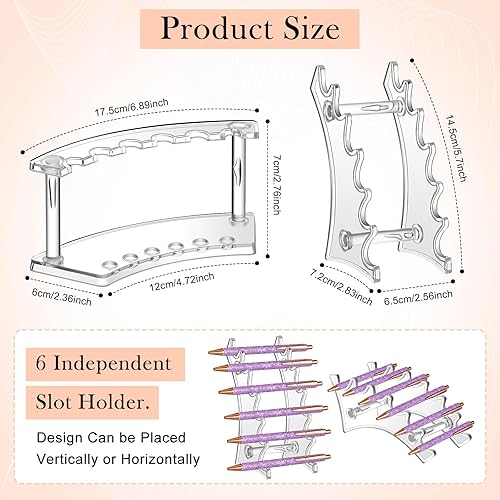 Miniatura 2 de Lincia Paquete de 10 soportes de exhibición para bolígrafos, 6 ranuras de plástico para bolígrafos, organizador de brochas de maquillaje para cejas