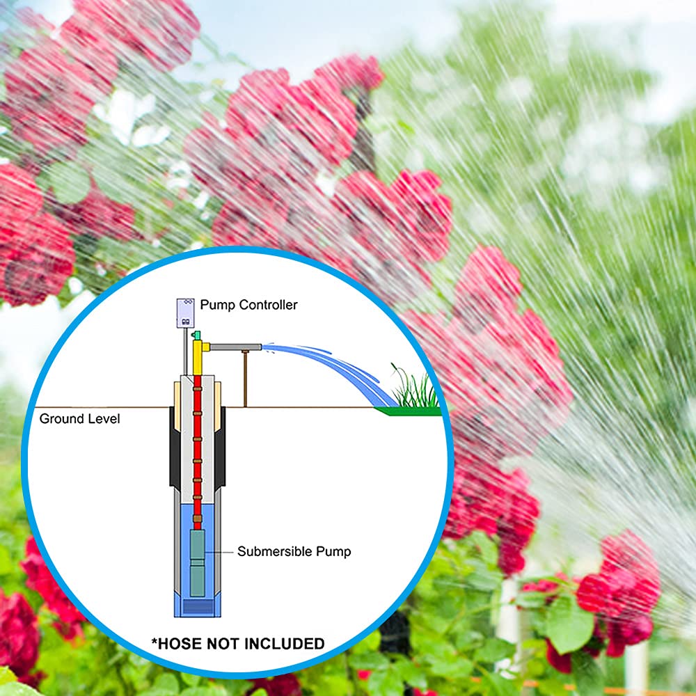 Bomba para pozos profundos, sumergible, acero inoxidable, 3,5 pulgadas, 500 W, caudal de 2 m³/439,94 gal/h, altura máxima de extracción 100 m/328,08 pies para riego agrícola paisajismo con cable de 15