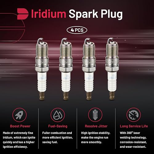 Miniatura 3 de BDFHYK Juego de 4 bujías de iridio compatibles con Ford Focus Escape Transit Connect, Mazda 3 Tribute, Mercury Mariner, 2.0L 2.3L ELECTRIC L4,