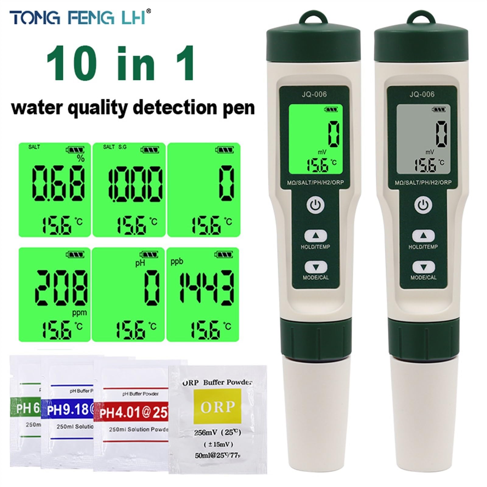 Misuratore TDS, Questo, Come, Misuratore, Tester della qualità 'Acqua 10 in 1 PH/T D S/EC/SALT/TEMP/SG/ORP/H2/penna Fertile/resistività Acquario per Piscina,per Acqua Potabile(No Backlight)