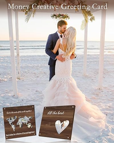 Miniatura 3 de Regalos de boda para novia y novio Mapa del mundo Regalo de dinero de madera, regalo de deseos de boda, regalos de boda personalizados, mapa del