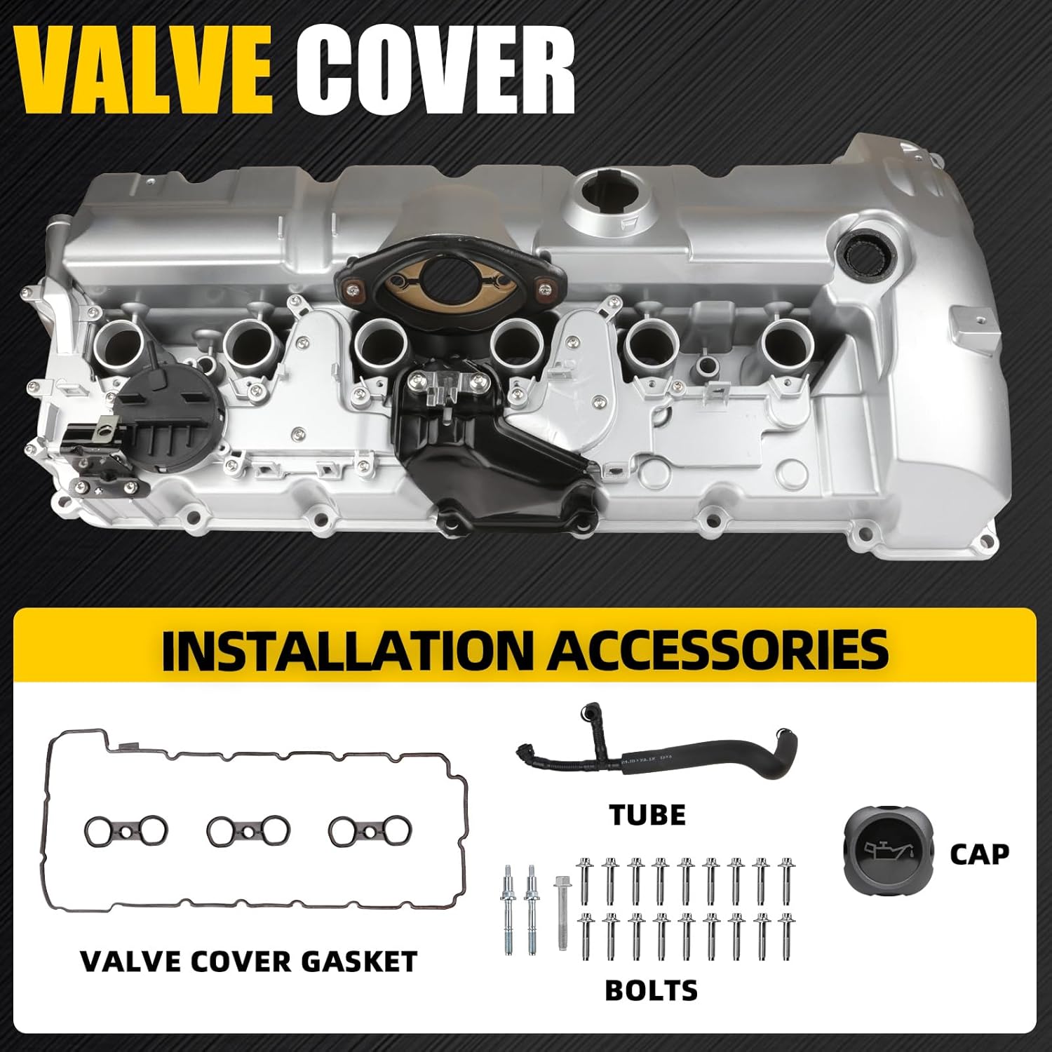 Aluminum Engine Valve Cover Kit Compatible with 2006-2013 BMW 125i 128i 130i 328i 528i xDrive 528xi X3 X5 Z4 N52 2.5L 3.0L Replace 11127552281