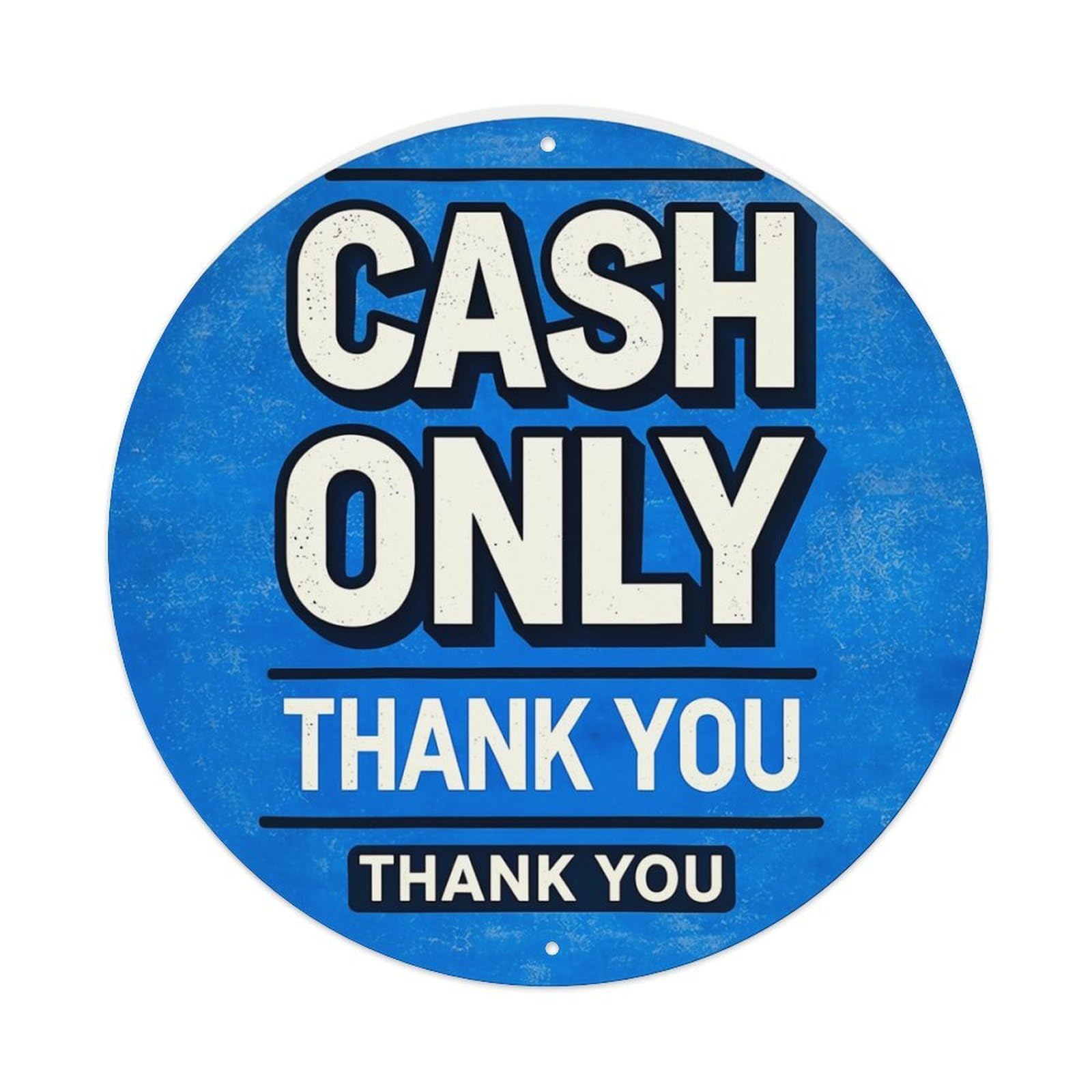 Cash Only Thank You Retro Metal Sign Round Tin Sign, Vintage Decor Art Poster for Bar, Home, Man Cave, Kitchen, Laundry Room Gift 8x8Inch