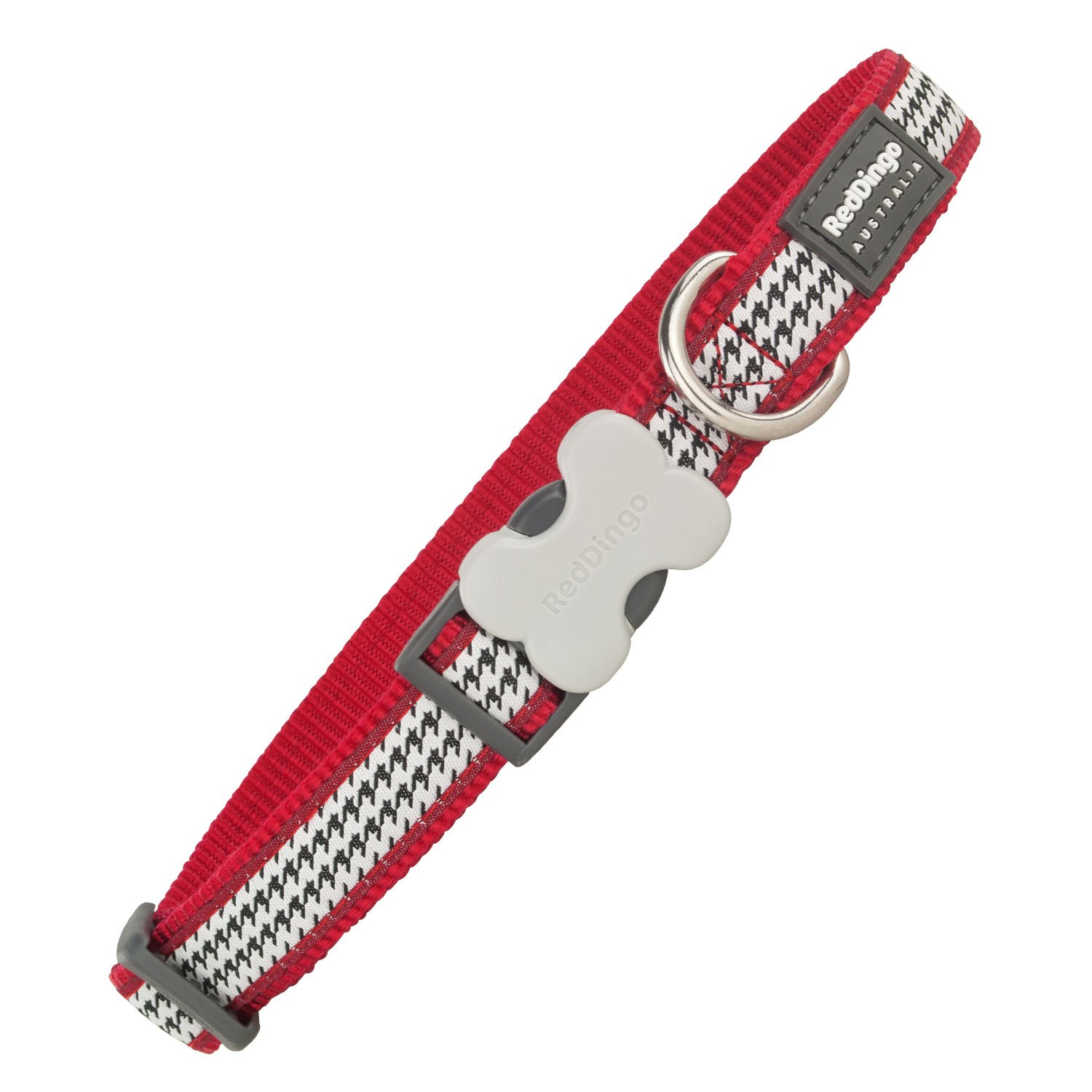 Red Dingo Bucklebone Dog Collar Design, Fang it Red, Small 15mm