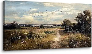 crmotu Landscape Wall Art, Nature Wall Decor, Oversized Wall Art, Wilderness Path Scenic Art Prints, Vintage Rustic Pictures Wall Decor Living Room Bedroom Dining Room Modern Farmhouse 30"X60"