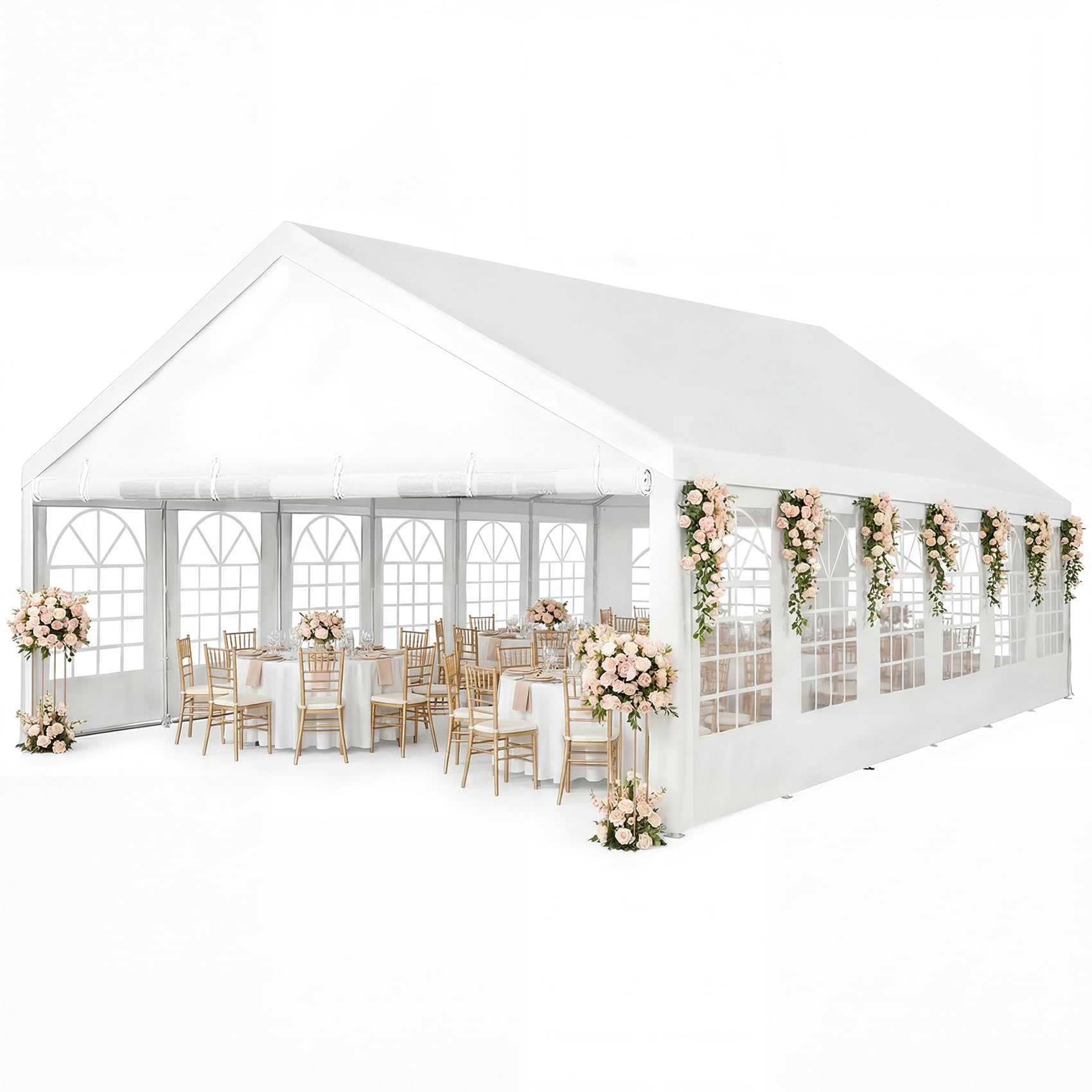 Photo 1 of SAILARY Party Tent 20x40Ft Outdoor Canopy Gazebo Heavy Duty Large Event Shelter Carport White for Wedding Parties BBQ