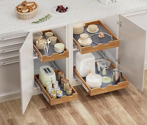 Miniatura 2 de OCG Cajones extraíbles para armarios de 14 pulgadas de ancho x 21 pulgadas de profundidad, estante deslizante de madera para cajones, estantes