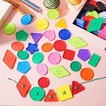 200 Pcs Geometric Craft Buttons Kids Big 1.97 Inch Bright