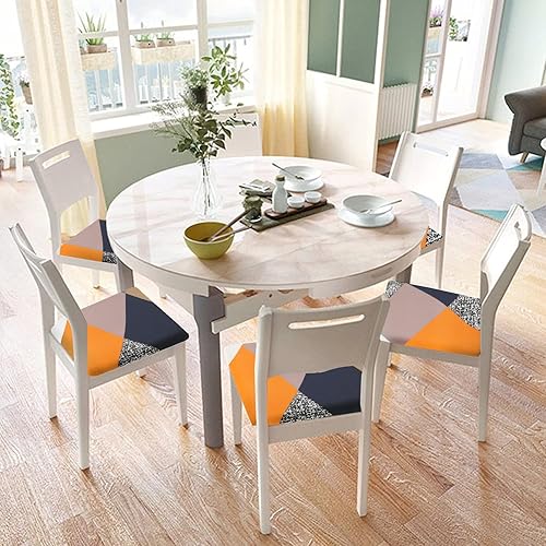 Miniatura 2 de DLMWELL Juego de 4 fundas de asiento para silla, elásticas, estampadas, para comedor, cuadradas, extraíbles y lavables, fundas de cojín para cocina,