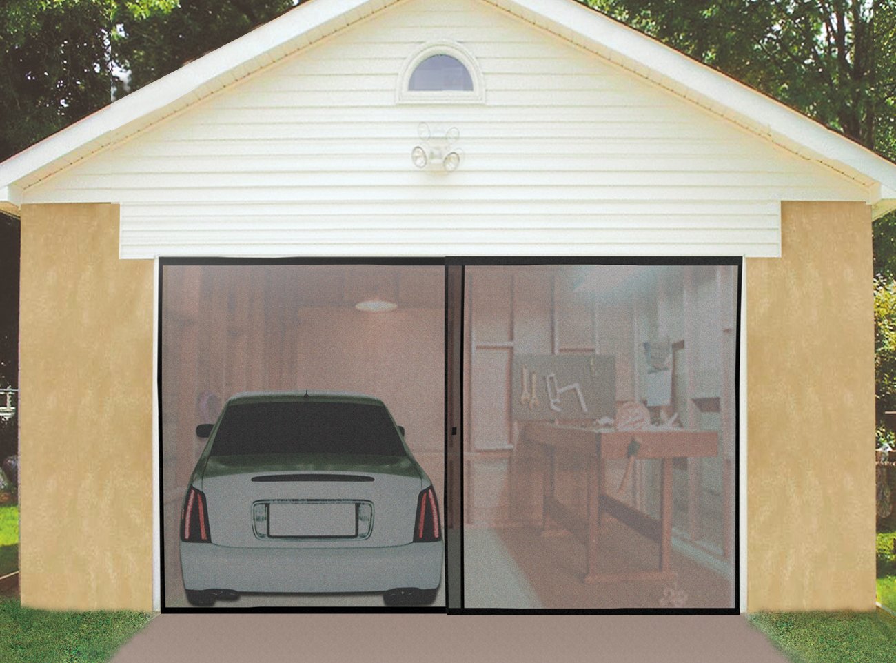 IdeaWorks 79-4869 Instant Garage Screen Door-Double, Black