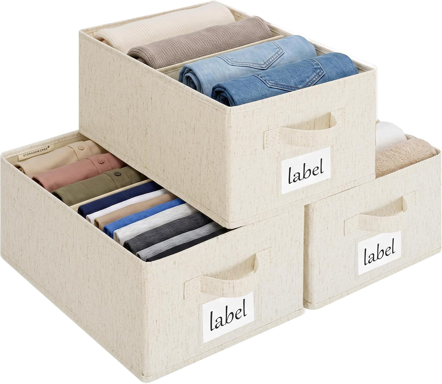 StorageWorks Closet Shelf Organizer Bins with Divider, 9¾"Lx16"Wx6¾"H