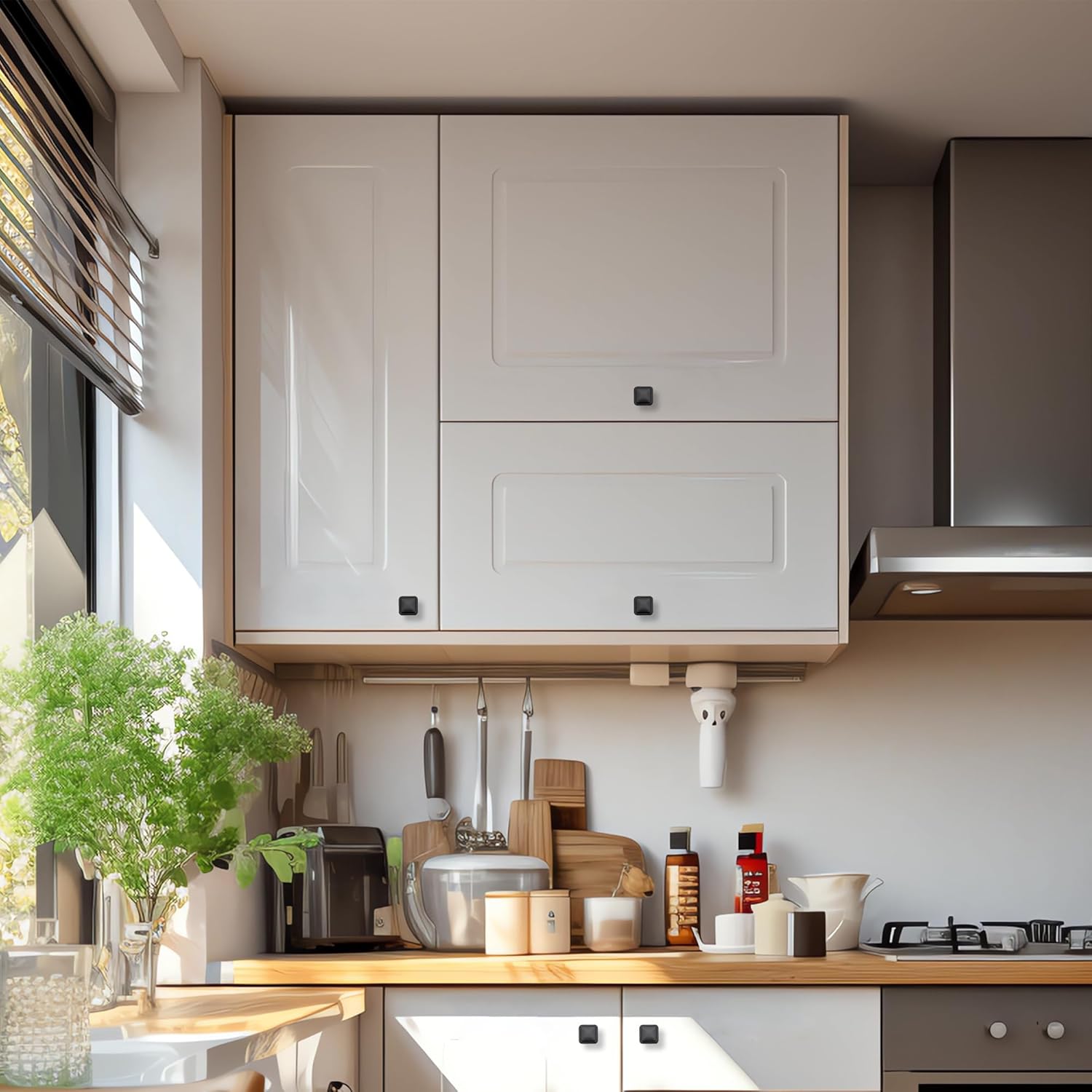 Ravinte 30 Pack Solid Single Hole Square Foot Cabinet Arch Knobs Kitchen Cabinet Knobs Matte Black Cabinet Knobs Black Drawer Pulls Kitchen Cabinet Hardware Knobs for Cabinets Cupboard Handles