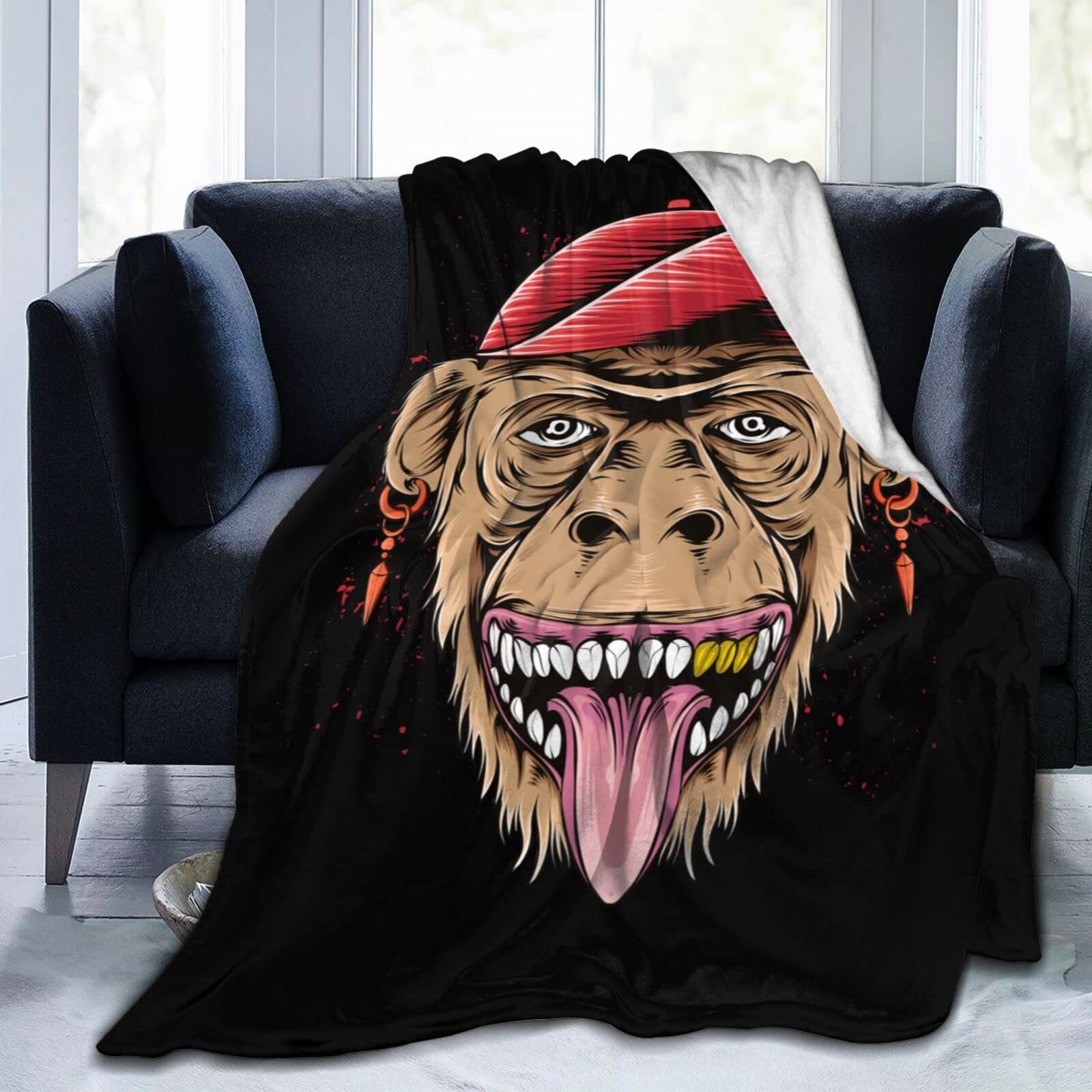 Amazon.com: Happy Monkey Head Throw Blanket for Couch Bed Sofa