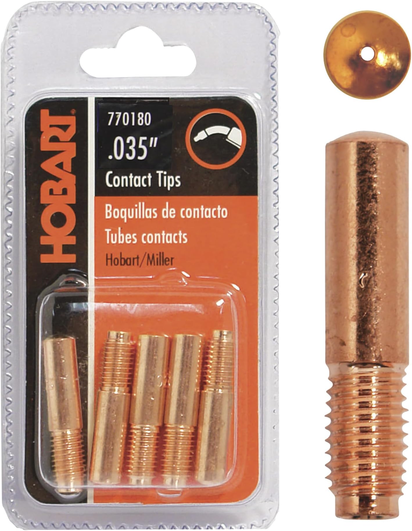 035 in MIG Contact Tips for Miller/Hobart Guns