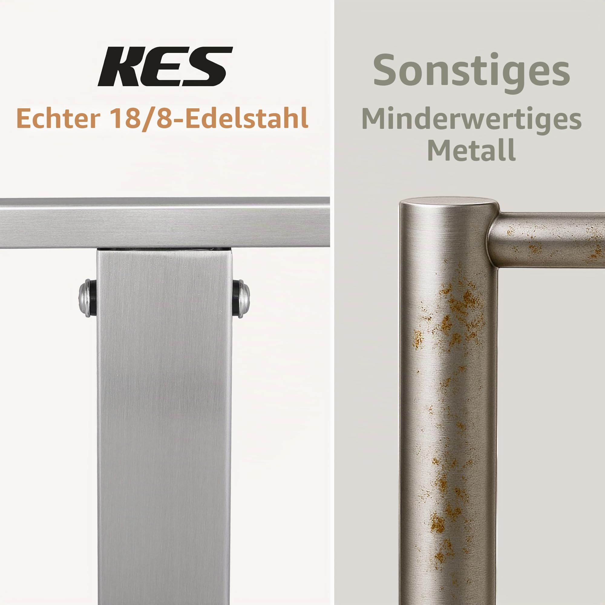 KES Handtuchhalter Stehend, Handtuchständer Bad Doppel Handtuchstange Edelstahl 18/8 Badetuchhalter Freistehend Gebürstet, BTH231-2