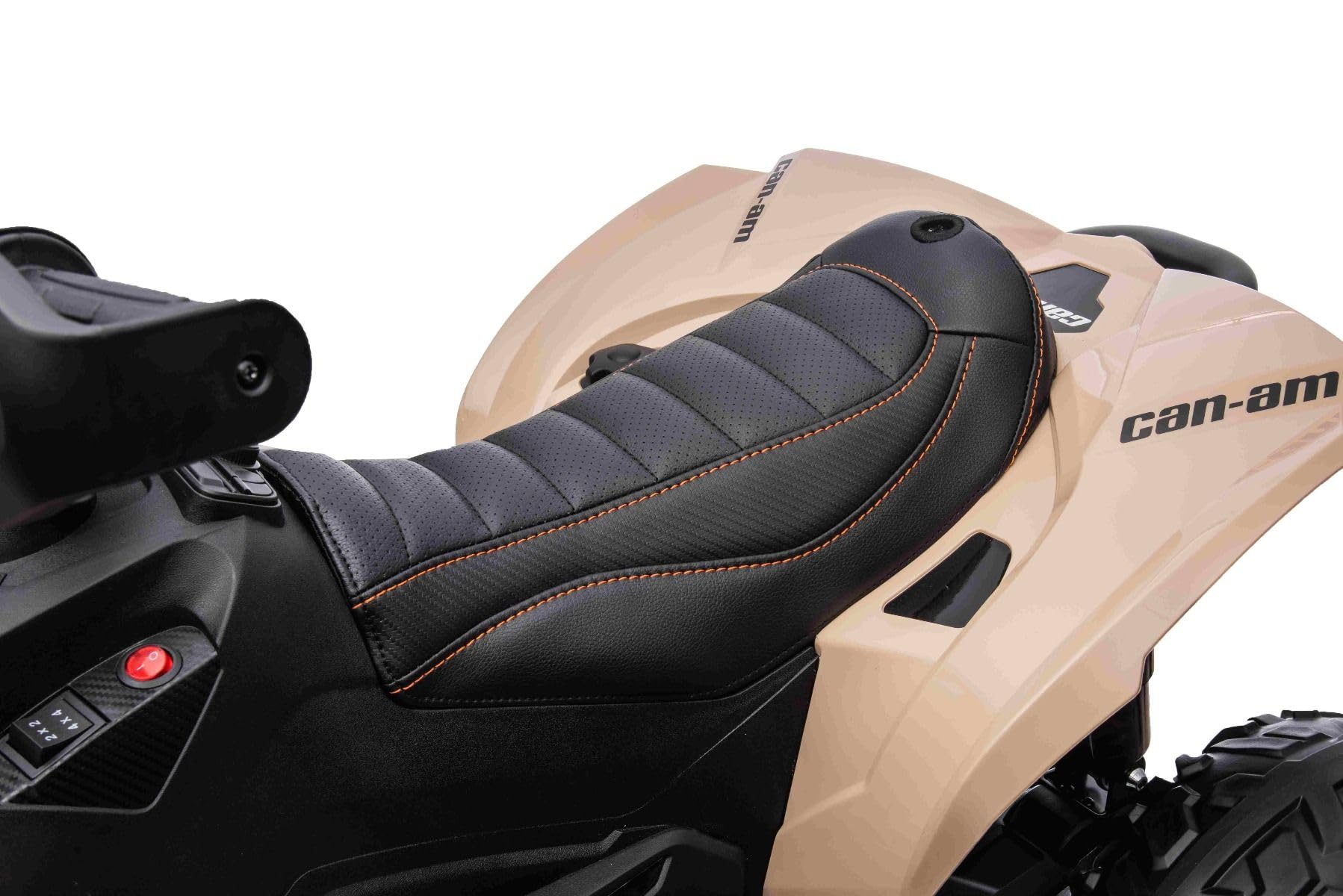 Quad électric Enfants 12V, Can-am Renegade, Kaki, Voiture électrique Enfants 12V, lumières LED, Batterie 12V, Moteurs 2 x 35W, Roues Souples en EVA, Lecteur MP3 avec entrée USB/AUX, sous Licence