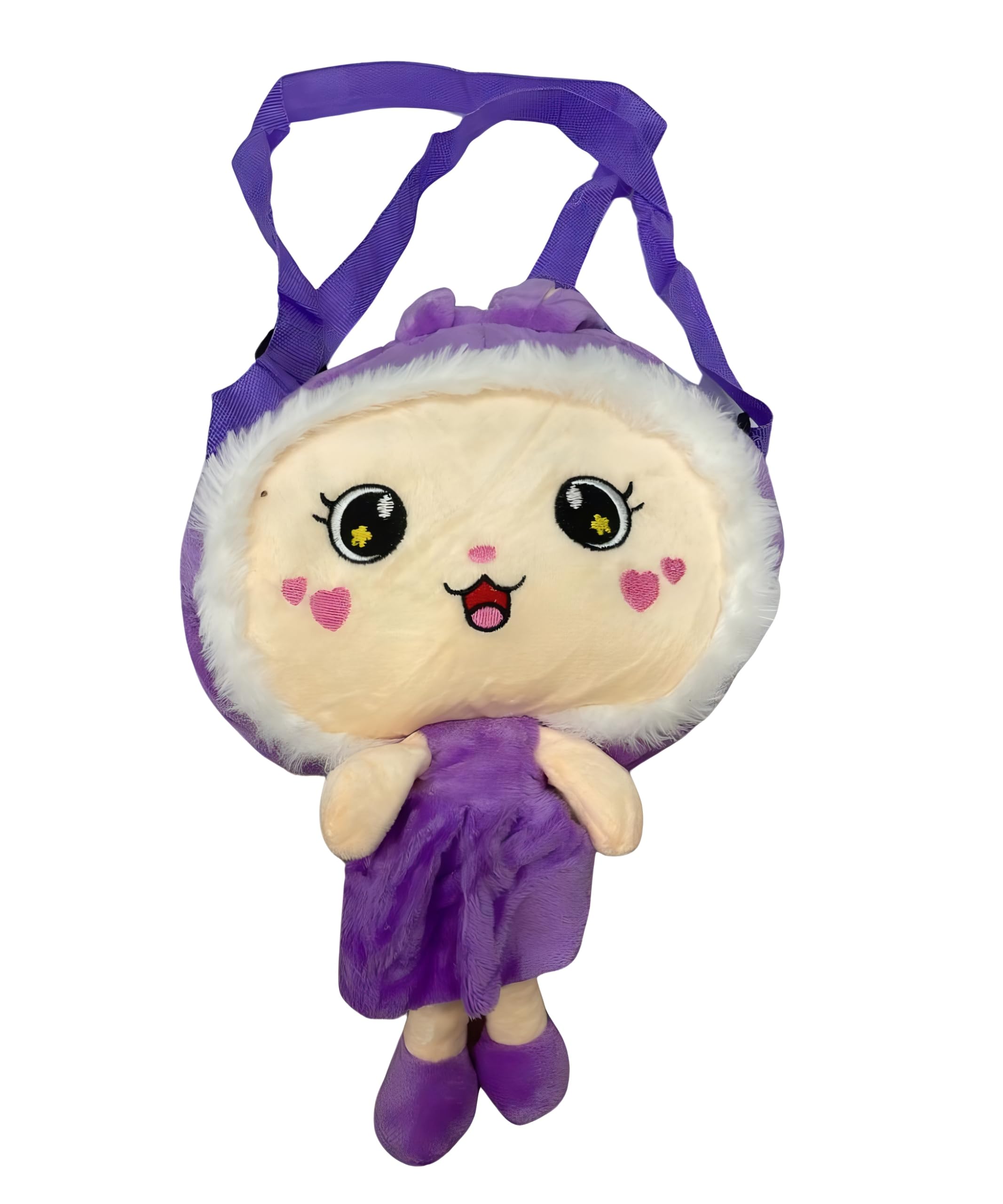 Cute Soft fabric Doll Shape Sling Cross Body Bag for Kids Girls Nursery Travelling Picnic (Color: Purple Size : 18 x 15 cm)-image-18