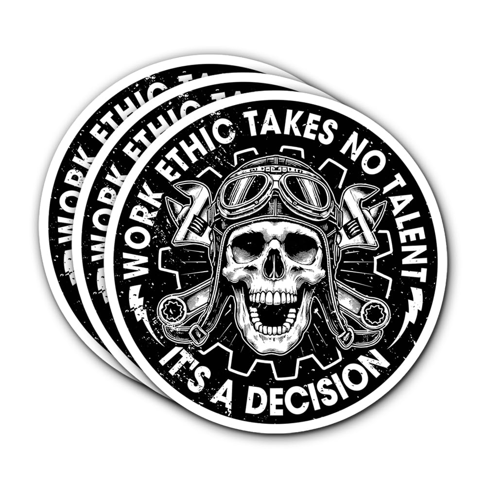 FALIMITLESS Work Ethic Takes No Talent It's A Decision Sticker Hard Hat Decals Vinyl Waterproof Skull Working Class Work Ethic Blue Collar Stickers