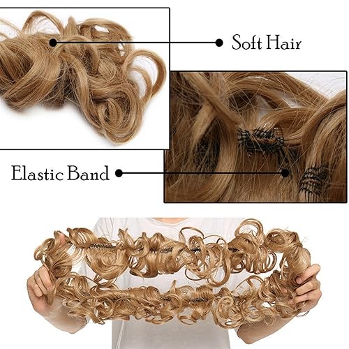 Miniatura 4 de Moño desordenado, pieza de pelo de moño desordenado, pieza de cabello de 31.4 pulgadas de largo, despeinado, esponjoso, extensiones de cola de