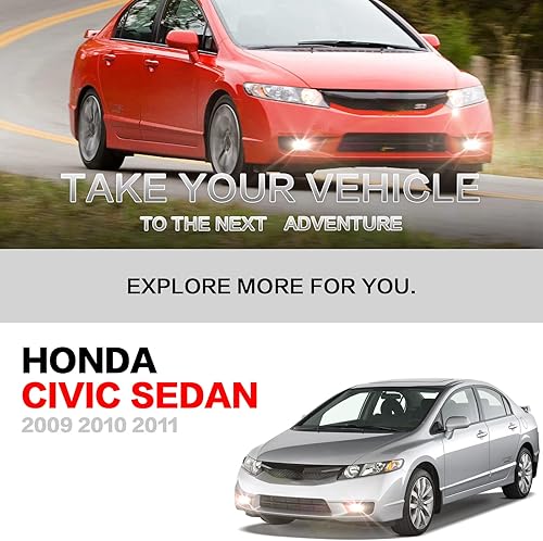 Miniatura 5 de Shocklight Conjunto de luz antiniebla compatible con Honda Civic Sedan 2009 2010 2011 faros antiniebla 09 10 11 de repuesto, bombillas H11 12V 55W