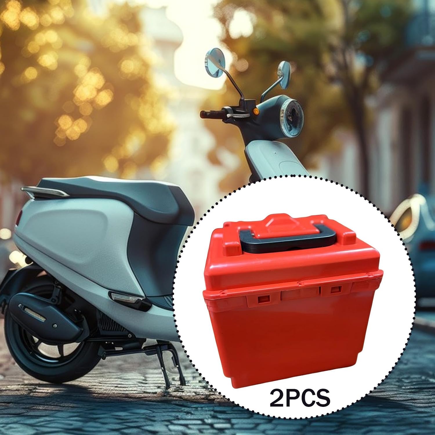 2 Pieces Electric Container Waterproof Accessory Universal Carry Case Storage Box Case for Tricycles, red