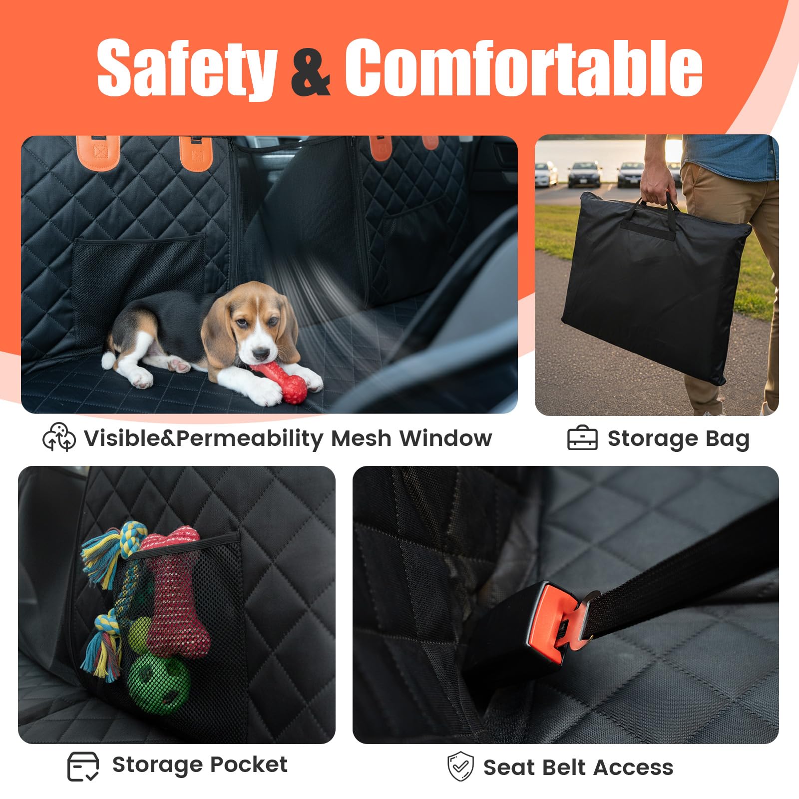 Egles Dog Car Seat Cover for Back Seat, Back Seat Extender for Dogs with Hard Bottom - New Non-Slip, Waterproof, Scratch Resistant, Portable Dog Hammock, Suitable for Cars, SUVs and Trucks - image 8